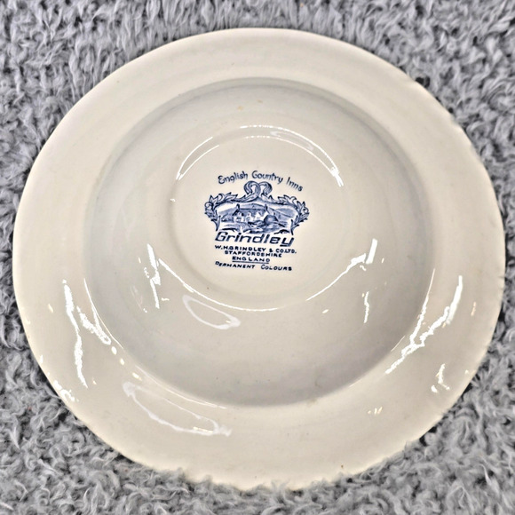 Vintage Grindley Staffordshire Plate Dessert Blue Talbot English Country Inns - Picture 7 of 12